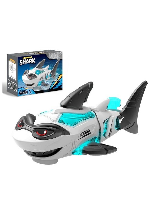 ® Mechanical Shark Fish Toy Bump And Go Shark Toy With Light And Music 360 Movement Fish Toy