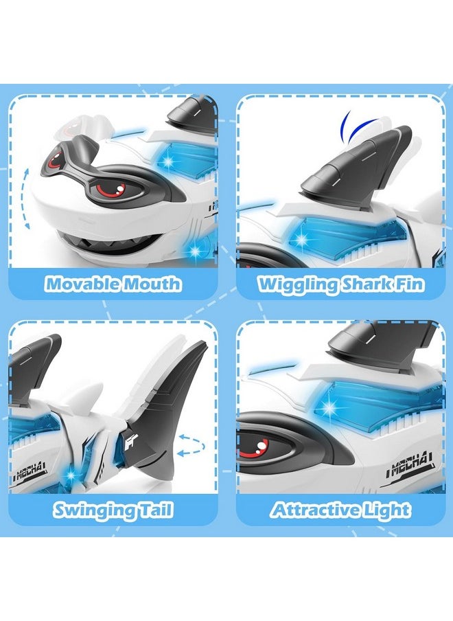 ® Mechanical Shark Fish Toy Bump And Go Shark Toy With Light And Music 360 Movement Fish Toy