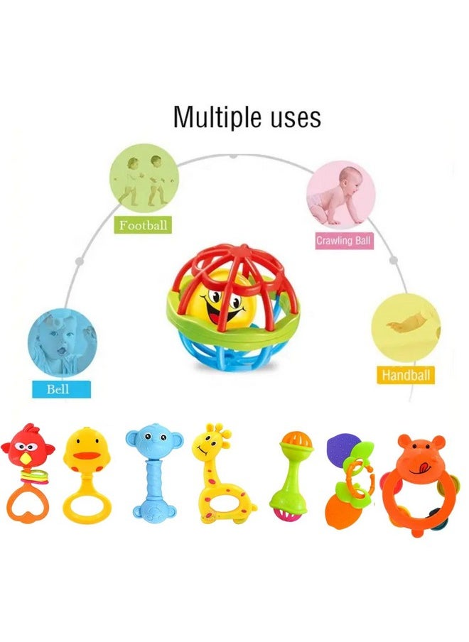 Lovely Attractive Colourful Non Toxic Shake & Grab Rattles For Babies,Newborns Toddlers, Infants, Child Set Of 8 Multi Color