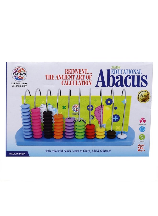 Ratnas Educational Abacus Senior For Kids To Count, Add & Subtract With Colourful Beads Multicolor