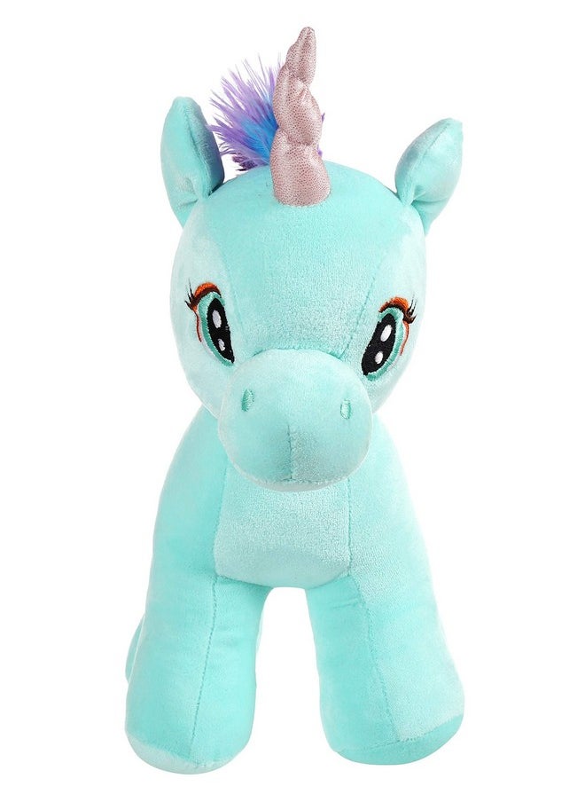 Enchanting Rainbow Cyan Unicorn Soft Toy For Girls/Kids | Floppy And Glittery With Sparkling Horn | Soft Stuffed Plush Animal | - 29Cm