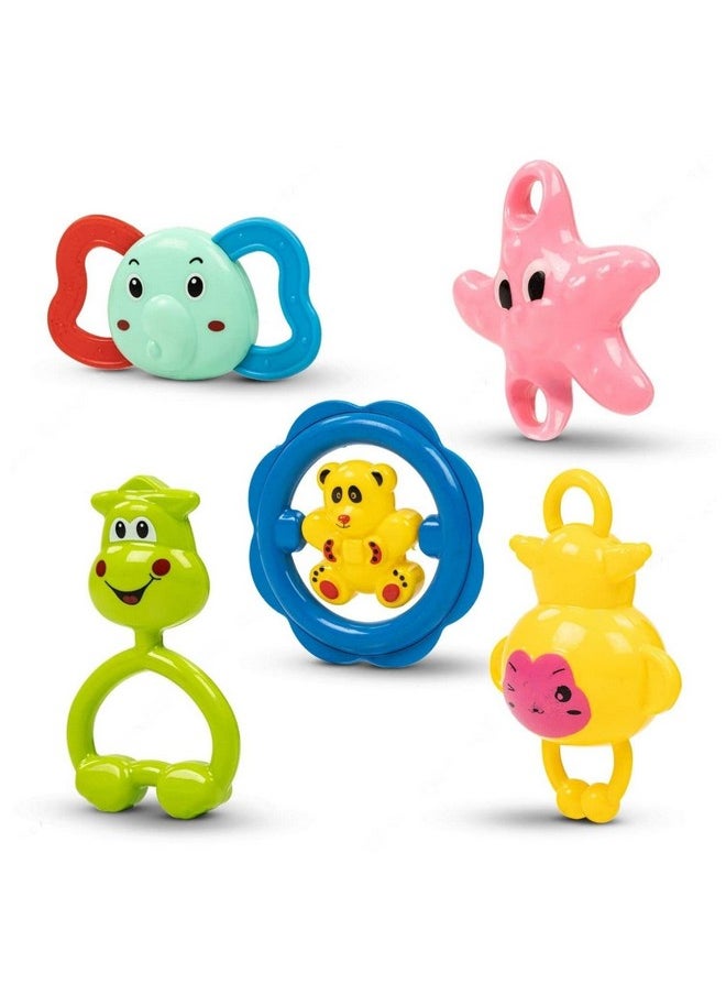 ® Rattle & Teether Set Of 5 Pcs | Non Toxic And Suitable For Babies, Toddlers And Infants | Gift For New Born (Bis Approved),
