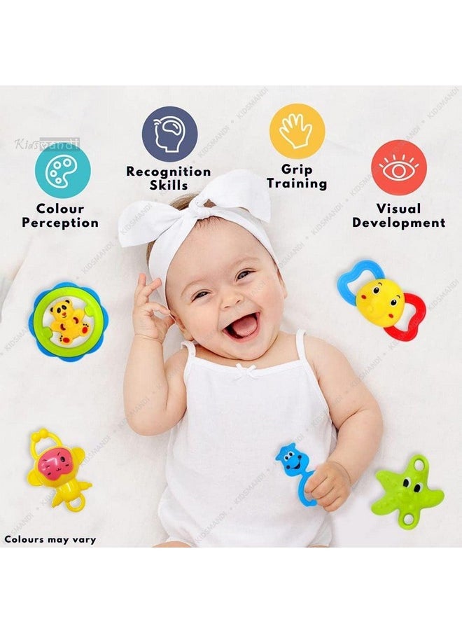 ® Rattle & Teether Set Of 5 Pcs | Non Toxic And Suitable For Babies, Toddlers And Infants | Gift For New Born (Bis Approved),