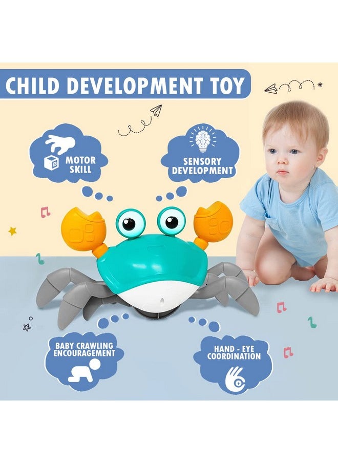 Crawling Crab Baby Toy For Kids Toddlers Infant Tummy Time Interactive Moving Toys For Babies 12 Months Electric Sensor Musical Dancing Walking Crab Toy Gift For Kids 1 2 3 Year Rechargeable