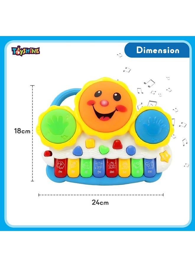 Drum Keyboard Musical Toys With Flashing Lights, Animal Sounds And Songs, Multi Color