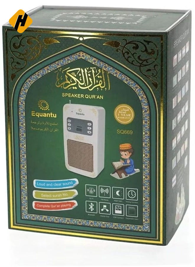 Quran Speakers Quran Bluetooth Speaker Arabic Translator Mp3 Small Portable Quran Player with USB Jack (Color : White)