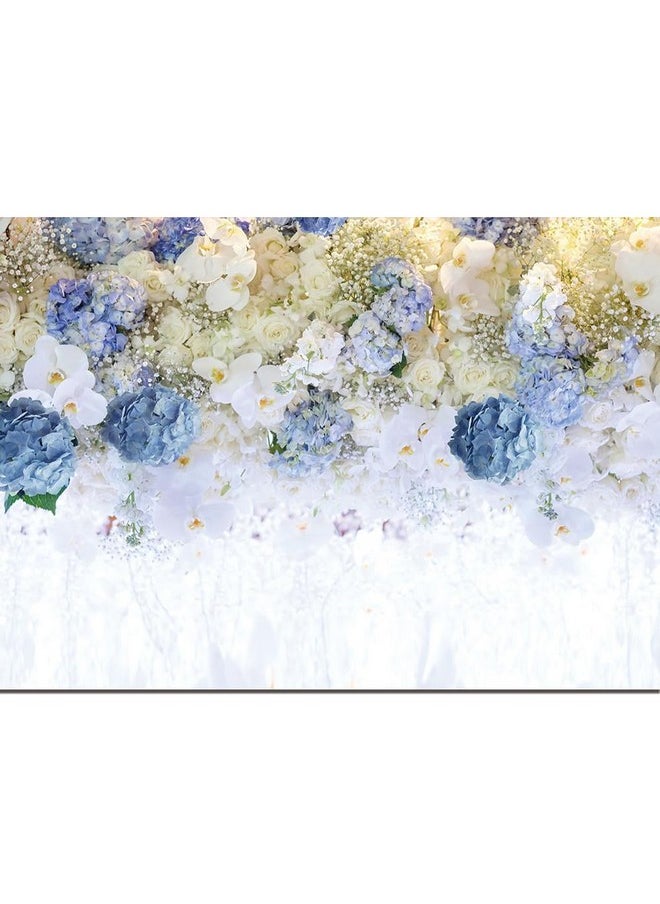 10X8Ft White Blue Flowers Theme Photography Backdrop Floral Rose Wall Wedding Bridal Shower Party Backdrop Girl Woman Birthday Party Photo Background Portrait Lovers Annivery Photo Studio Props