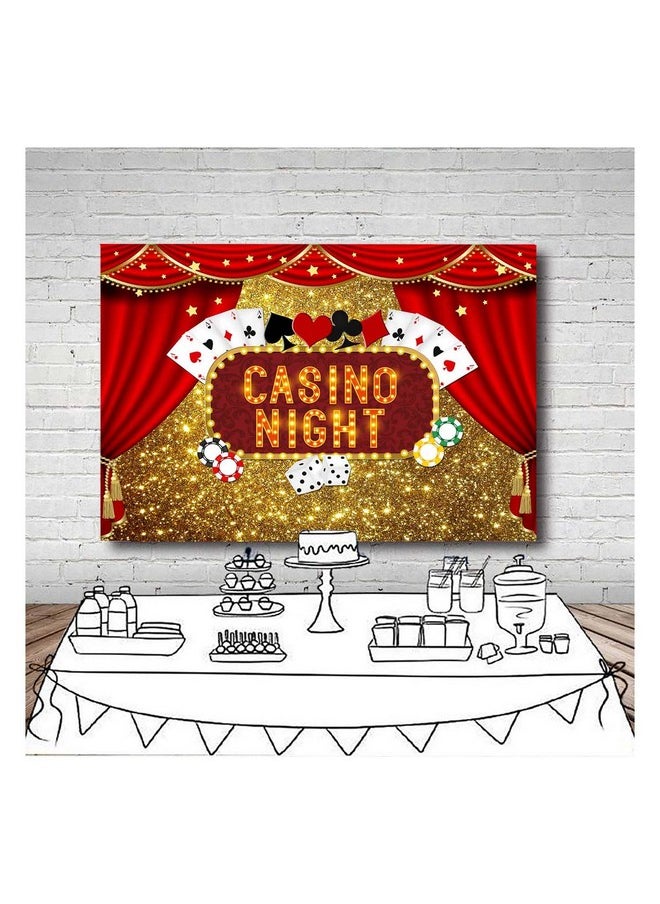 Las Vegas Gold Glitter Bokeh Photography Backdrops 7X5Ft Polyester Casino Night Poker Dice Red Curtains Photo Background Birthday Party Prom Banner Studio Shoot Booth Props Dessert Cake Table Decor