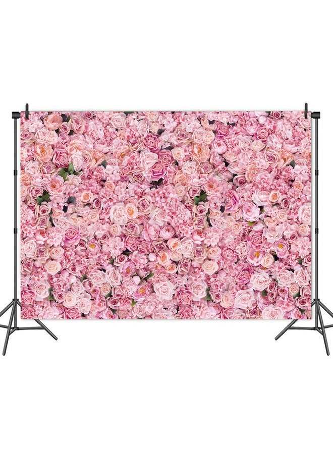 Pink Rose Flowers Wall Photo Background Girls Birthday Party Decoration Photography Backdrop For Valentine'S Day Weeding Bridal Shower Anniversary Ceremony Decor Banner 7X5Ft