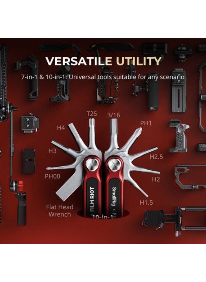 SmallRig x FILM RIOT 10-in-1 Folding Wrench Set with Multiple Angle Positioning (Red) 4813