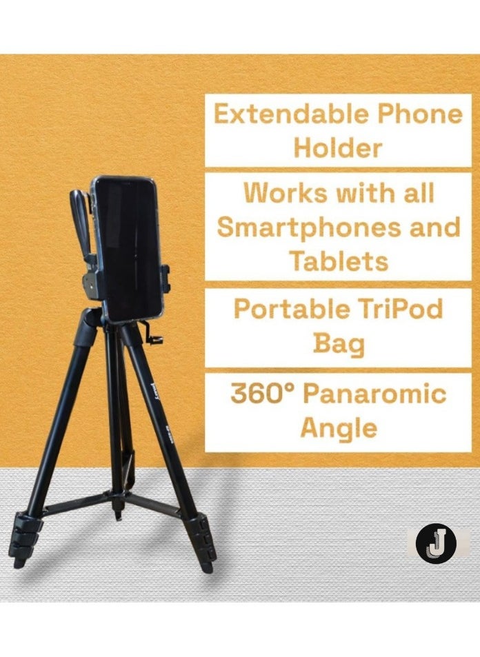 Lightweight and Versatile Tripod with Mobile Clip and Carry Bag – Perfect for Vlogging, Travel, Live Streaming, and Smartphone Photography