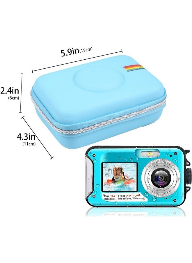 Underwater Camera Case Compatible With Yisence/Hicshon Waterproof Digital Camera Underwater Camera Full Hd 2.7K 48 Mp Video Recorder And More Accessories-Blue(Case Only)