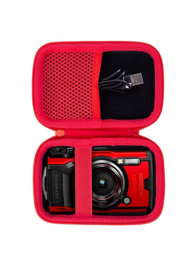 Hard Carrying Case Compatible With Olympus Tough Tg-6 / Om System Tough Tg-7 Waterproof Camera(Case Only,Red)