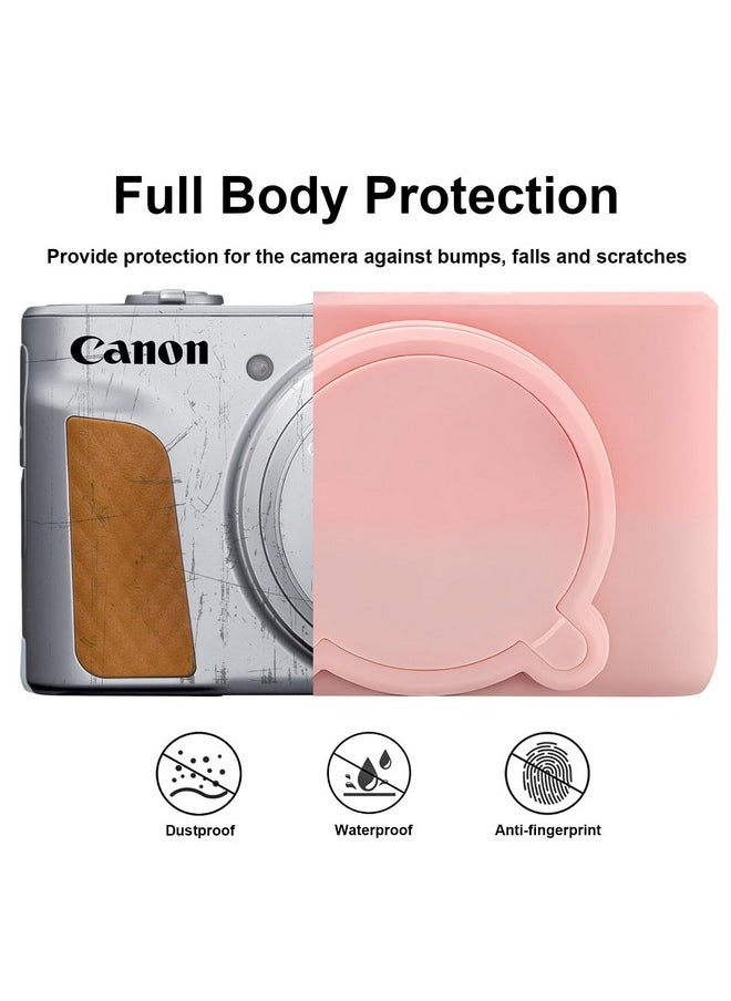 Silicone Camera Case For Canon Powershot Sx740/ Sx730 Digital Camera, Sx740 Camera Soft Case Cover Rubber Camera Sleeve With Removable Lens Cover, Smoked Pink