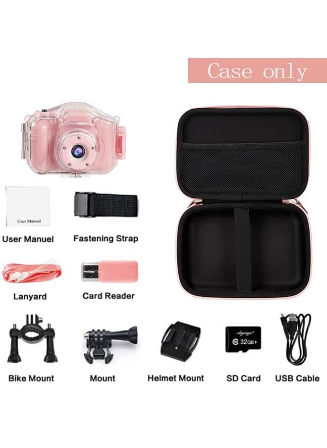 Camera Case Compatible With Agoigo/Prograce/Ourlife/Bryseten And More Kids Waterproof Digital Video Camera Toy-Girls Boys Birthday Gifts (Case Only)-Pink