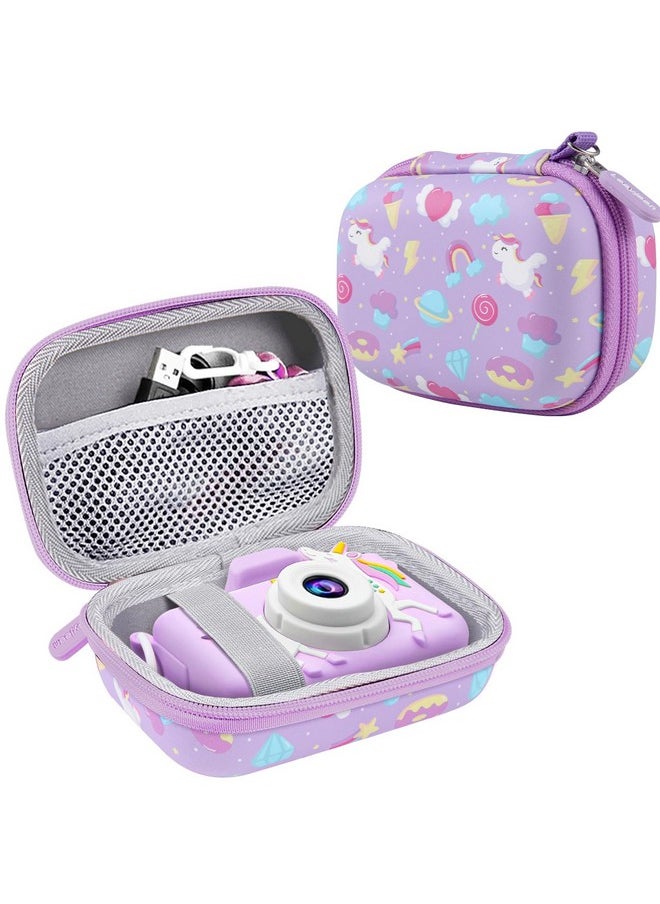 Kids Camera Case Compatible With Goopow/Dwfit/Slothcloud/Colofree/Kizjorya Kids Camera Toys And Children Digital Video Camera,Best Christmas And Birthday Gifts-Purple Unicorn(Case Only)