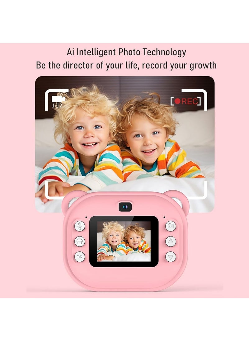 Instant Print Camera, Christmas Birthday Gifts for Girls Boys Kids HD Digital Video Camera