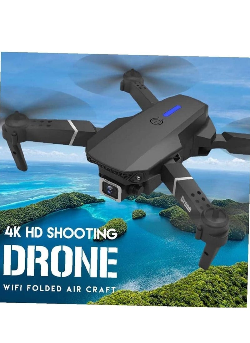 New E88 Pro Max Best Mini Drone With Camera 4k for adult For Kids hd Dual Camera Adults and Teenager Fordable Remote RC HD 1080P Quad-Copter FPV Wifi Transmission Phone Control Black