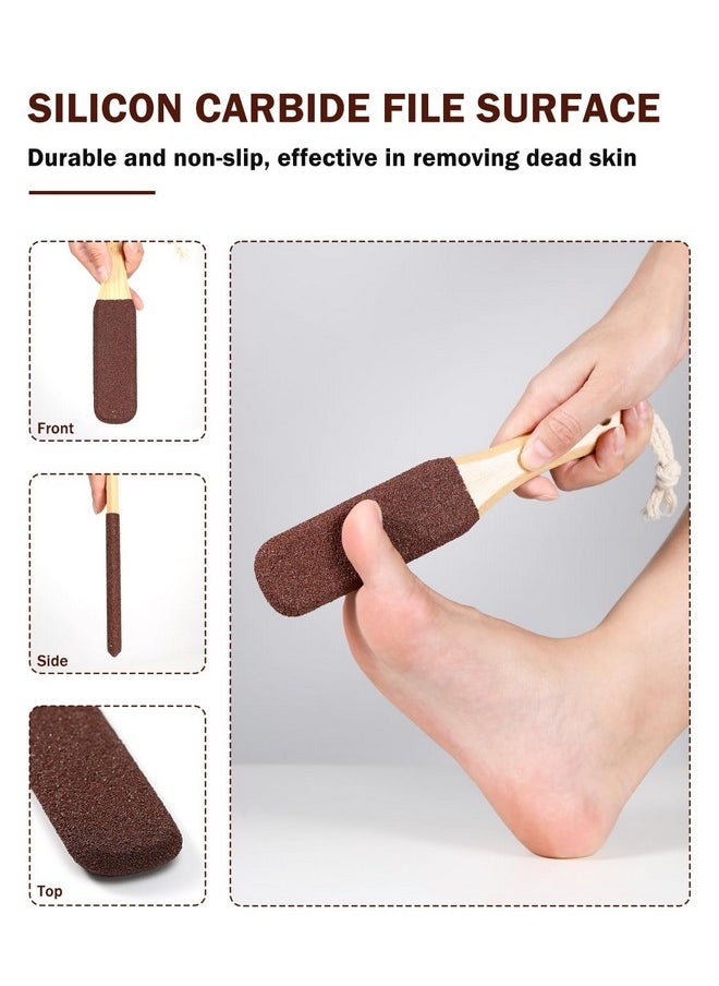 Foot Pumice Stone Pedicure File(1 Pcs) - Ergonomic Wooden Handle Foot File Callus Remover For Smoother Feet And Hands - Foot Scrubber, Heel Sander And Dead Skin Scraper - Brown