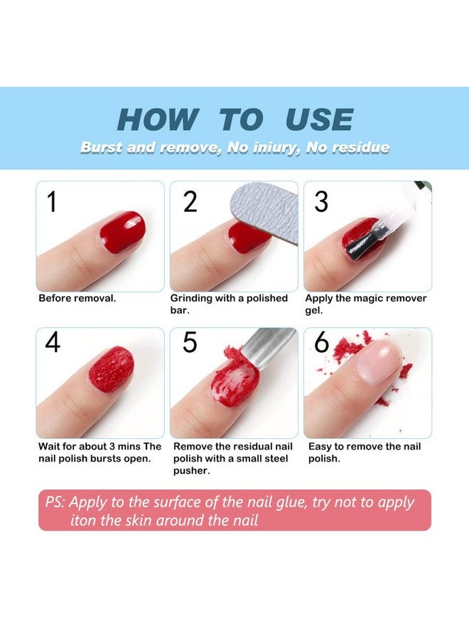 Gel Nail Polish Remover 2 Pack-Magic Gel Polish Remover Soak-Off Gel Polish-Quickly & Easily Remove Nail Polish In 5-6 Mins-Don'T Hurt Your Nails Professional Non-Irritating Nail Polish Remover-15Ml