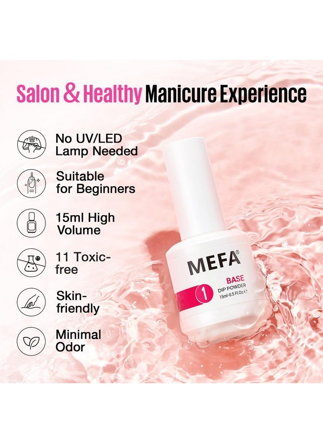 Dip Powder Liquid Set Base, Top Coat, Activator, Brush Saver 15 Ml 0.5 Oz 4 Pcs With 5 Replacement Liquid Brushes For Dipping Powder Nail Kit No Nail Lamp Needed