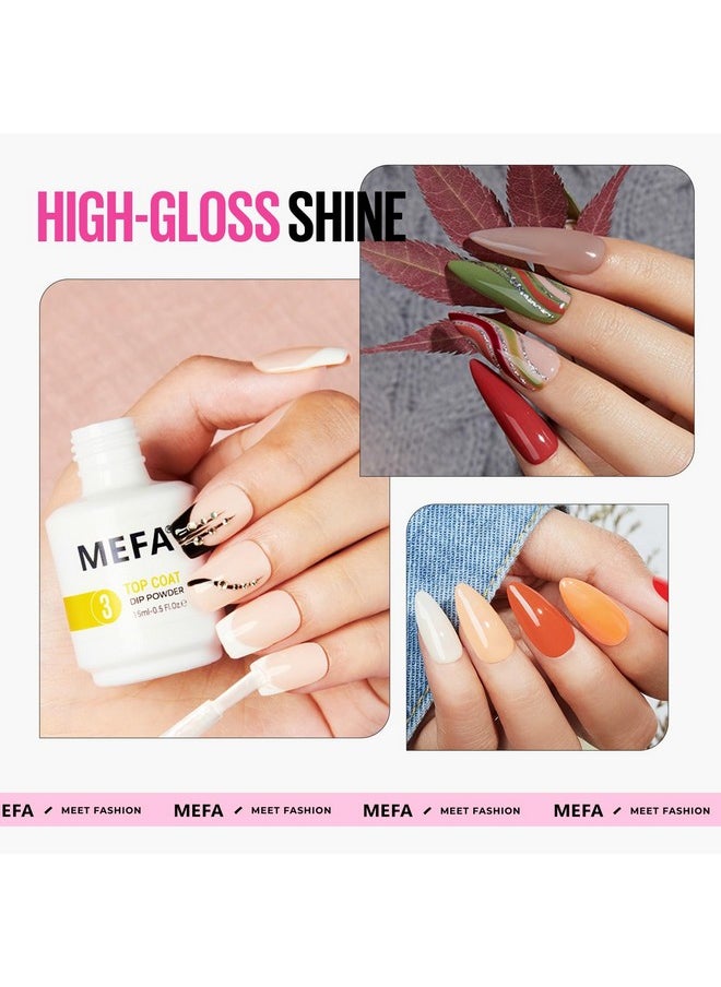 Dip Powder Liquid Set Base, Top Coat, Activator, Brush Saver 15 Ml 0.5 Oz 4 Pcs With 5 Replacement Liquid Brushes For Dipping Powder Nail Kit No Nail Lamp Needed