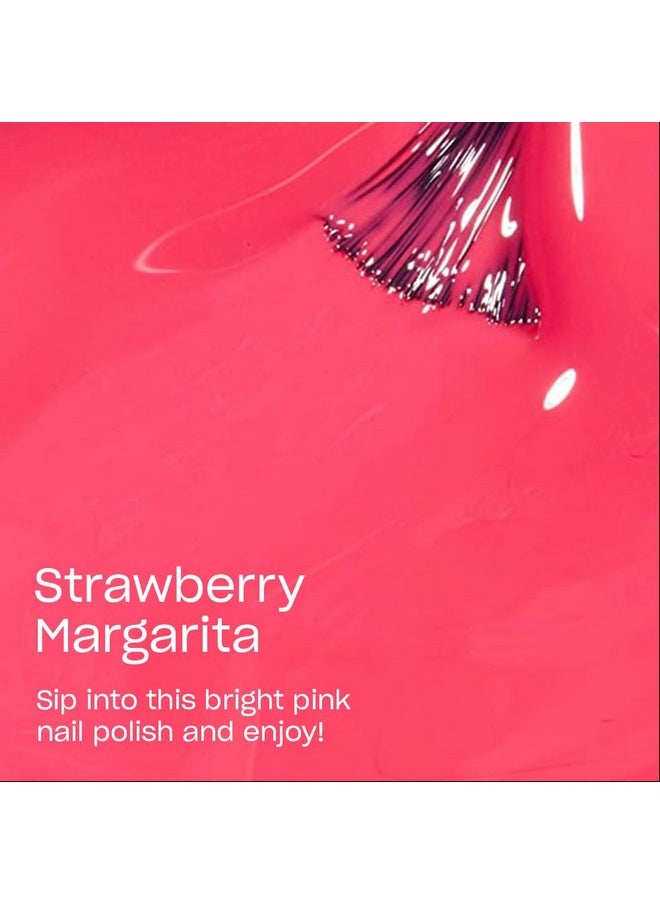 Nail Lacquer Strawberry Margarita | Opaque Bright Pink Crème Chip Resistant Nail Polish | Vegan, Fast Drying, Streak Free