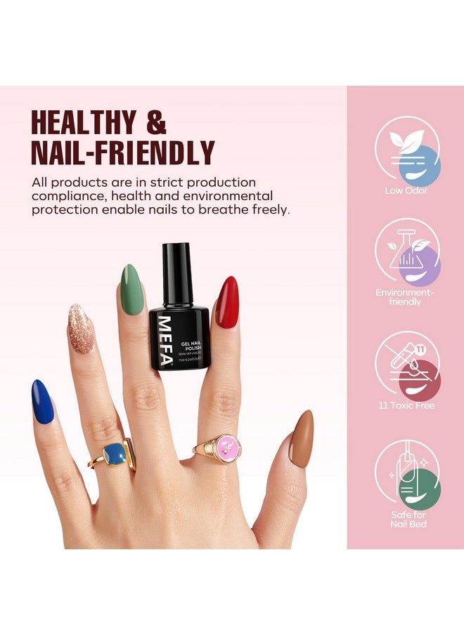 56 Pcs Gel Nail Polish Kit With U V Light, 32 Colors All Seasons Soak Off Gel Polish Nail Set With Matte/Glossy Base Top Coat Essential Manicure Tools Nails Art Diy Gifts