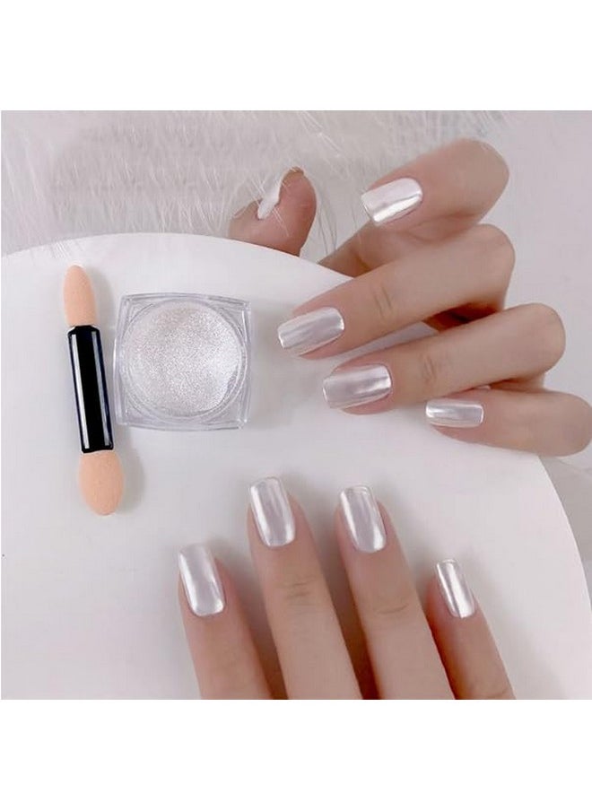 Pearl Chrome Nail Powder,White Chrome Nail Powder Clear Chrome Nail Powder For Nails Iridescent Pigment Powder For Nails(1Pc White)