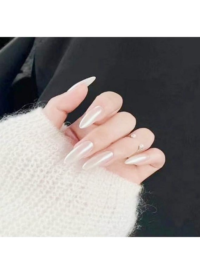 Pearl Chrome Nail Powder,White Chrome Nail Powder Clear Chrome Nail Powder For Nails Iridescent Pigment Powder For Nails(1Pc White)