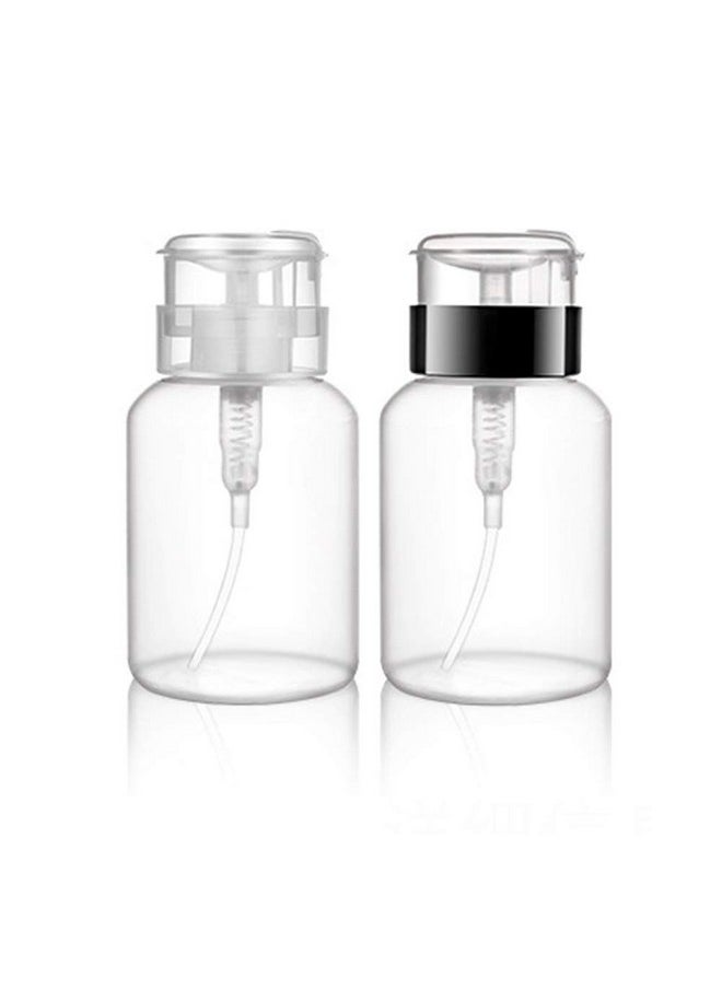 2 Pcs 200Ml(6.8Oz) Pump Dispenser Bottle For Nail Polish Remover Push Down Empty Plastic Makeup Remover Alcohol Liquid Pumping Dispenser Bottle