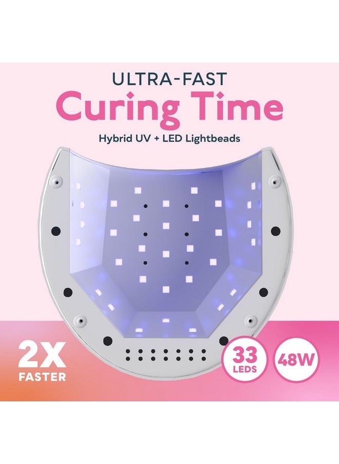 Sun2C 48W Uv Light For Nails,Uv Led Nail Lamp With 4 Timer Settings,Led Nail Light Compatible With All Gel Types, Quick Drying Nail Dryer Pink