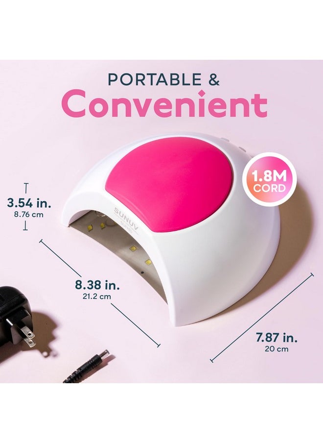 Sun2C 48W Uv Light For Nails,Uv Led Nail Lamp With 4 Timer Settings,Led Nail Light Compatible With All Gel Types, Quick Drying Nail Dryer Pink