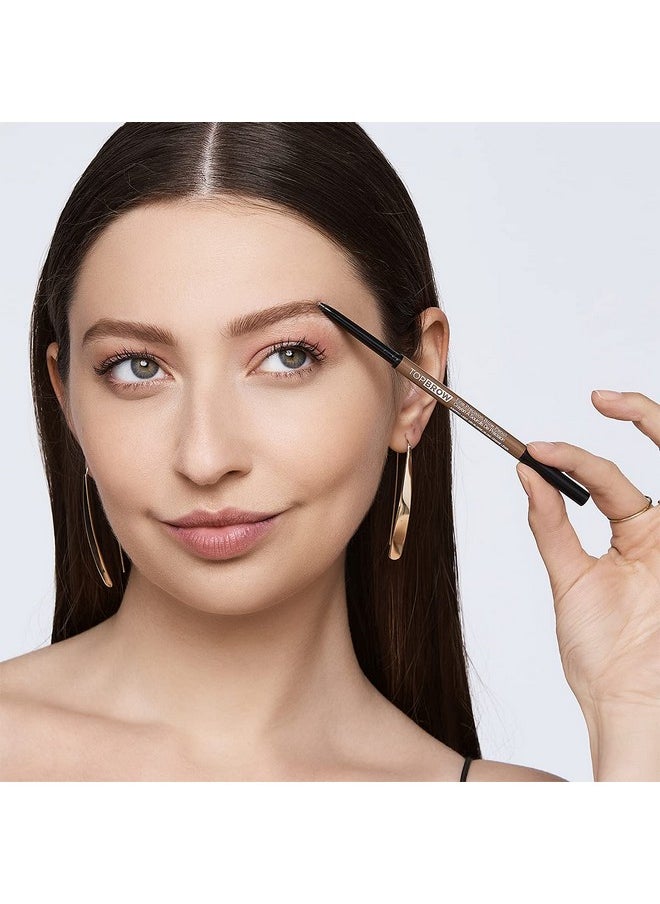 Professional Brow Pencil With Spoolie Brush, Ultra-Fine Precision Point Eyebrow Pencil, Dual-Sided Precise, Slim Definer, Fills Brows, Long-Lasting (Deep Dark Brown)