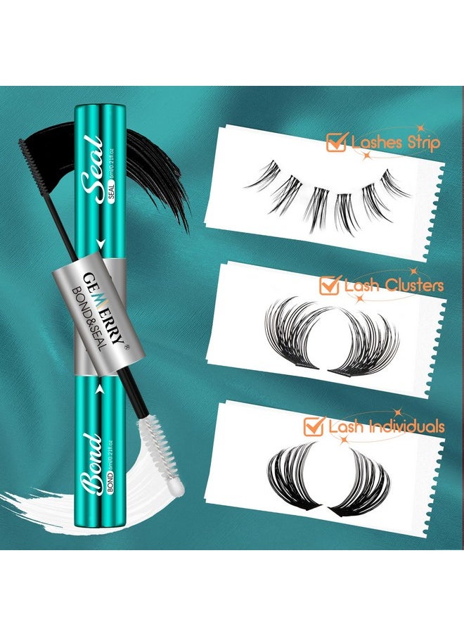 Lash Bond And Seal Waterproof Sensitive Eyes-Friendly Lash Cluster Glue New Upgraded Formula 12 Ml Bond And Seal Lash Glue Strong Hold Eyelash Glue For Self Use At Home