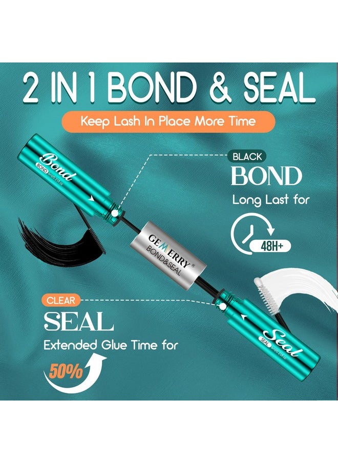 Lash Bond And Seal Waterproof Sensitive Eyes-Friendly Lash Cluster Glue New Upgraded Formula 12 Ml Bond And Seal Lash Glue Strong Hold Eyelash Glue For Self Use At Home