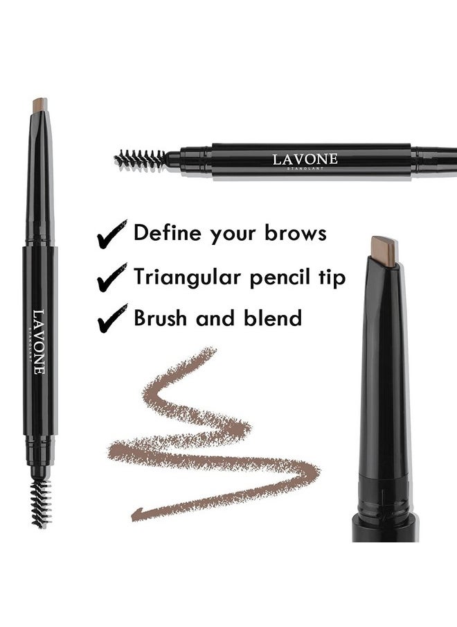 Eyebrow Pencil - Makeup Waterproof Brow Pen With Triangular Tip, Dual-Sided Brow Brush, Precise, Fine Tip, Fills Eyebrows Creates Natural Looking Brow, With Hair Clips - Soft Brown