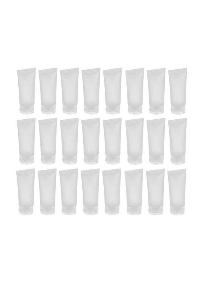 24Pcs 30Ml/1Oz Empty Portable Refillable Clear Plastic Cosmetic Soft Tubes Bottles With Flip Cover Makeup Sample Travel Packing Container Holder Vial Jar Pot For Shampoo Facial Cleaning Toothpaste