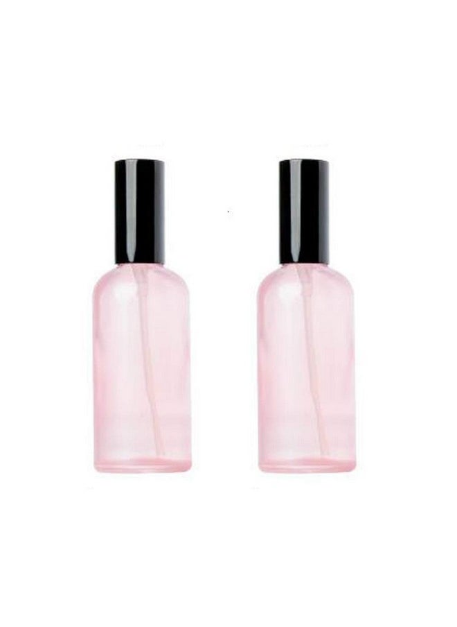 2Pcs 100Ml/3.4Oz Empty Refillable Glass Purfume Spray Bottle Container Vials With Fine Mist For Cosmetic Perfume Samples Makeup Water Liquids Toner Essential Oil Diy Beauty Tools (Pink)