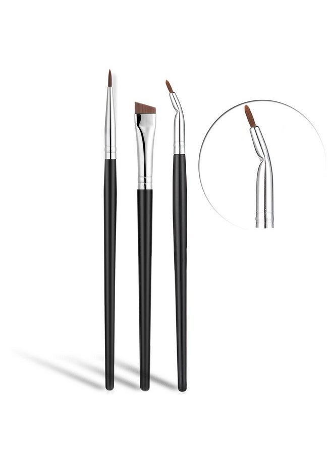 R Brushes Set,Jassins Fine Angled Eyeliner Brushes,Precision Gel Eye Liner Ultra Fine Bent Makeup Brush For Newbies And Salon（3Pcs）