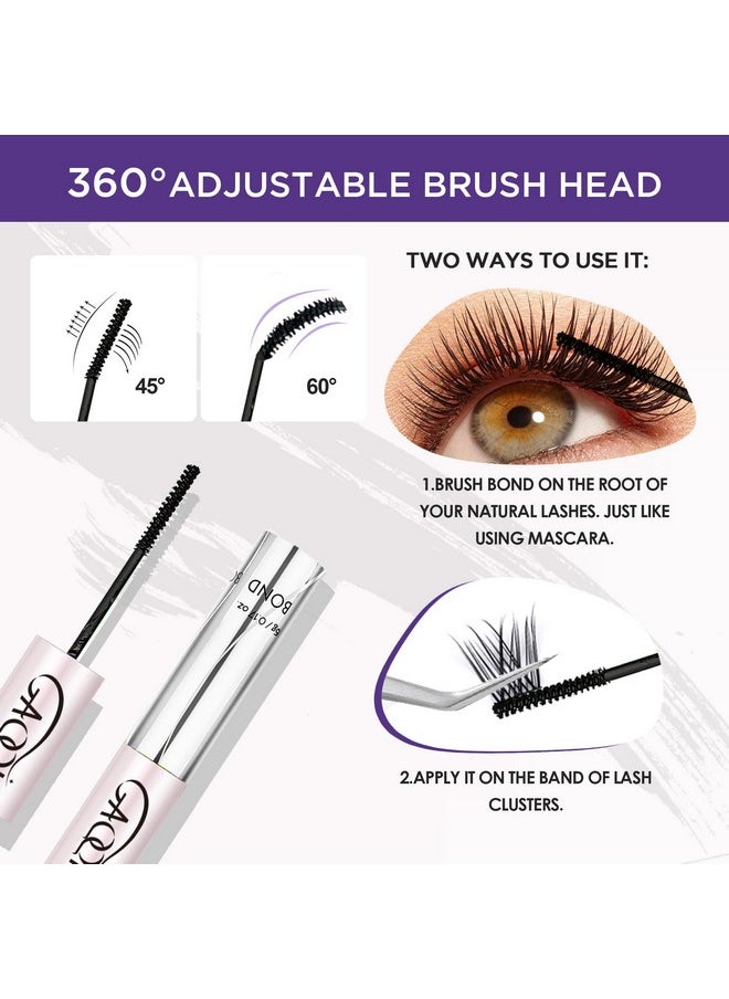 Lash Bond And Seal Waterproof 10Ml Lash Cluster Glue For Eyelash Clusters Bond And Seal Lash Glue 2 In 1 Eyelash Glue Diy At Home Hold 48-72 Hours