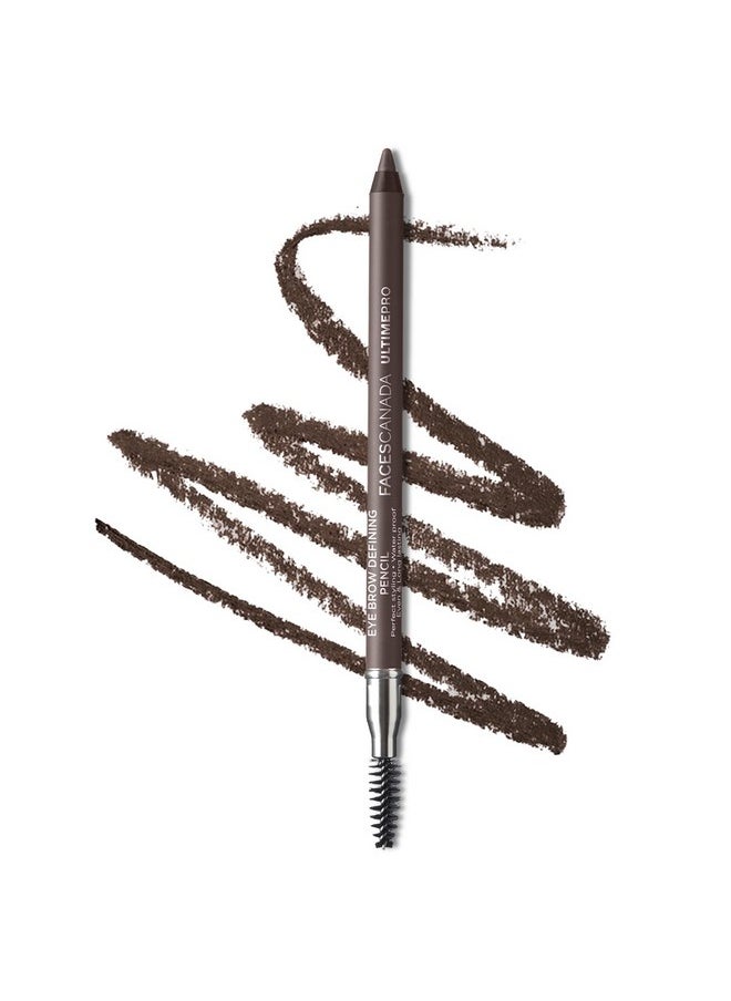 Faces Canada Ultime Pro Eyebrow Defining Pencil - Tan 01, 1.2 G | Gel Gliding, Long Lasting Color Pay Off | Natural Looking Brows | With Spoolie Brush | Waterproof, Transferproof & Smudgeproof