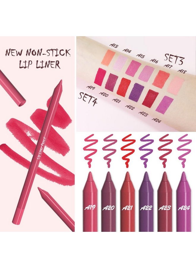 6Pcs Retractable Lip Liner Pencils Set For Shaping & Sculpting Lips, Bright Ruby Dark Wine Red Plum Purple Long-Lasting Waterproof Longwear Matte Rich Lip Colors Liner Crayon Lipstick 04