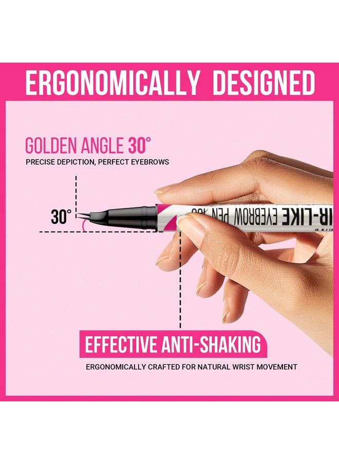 Curved Eyebrow Pen - Eyebrow Pencil 2-In-1 Dual-Ended Eyebrow Pen With Curved Tip And Precise Brush-Tip, Microblading Eyebrow Pen For Natural Hair-Like Brows, Long Lasting, Light Brown