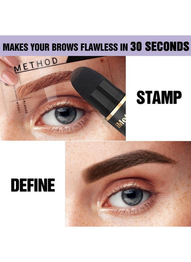 Brow Stamp Kit - Eyebrow Stamp With 27 Eyebrow Stencils, Eye Brow Stencils Kits, Natural Eyebrows, Easy To Use, Ash Brown