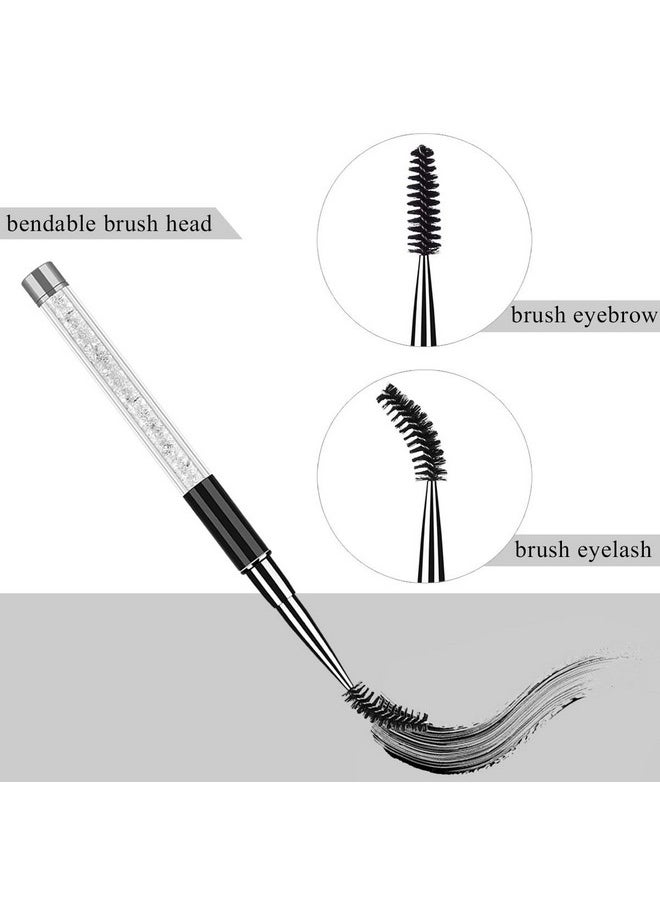 Eye Brush Mascara Wands Eyelash Spoolie Brushes Eye Brow Brush Applicator With Cap For Travel, Crystal White Black Gold 3 Pcs