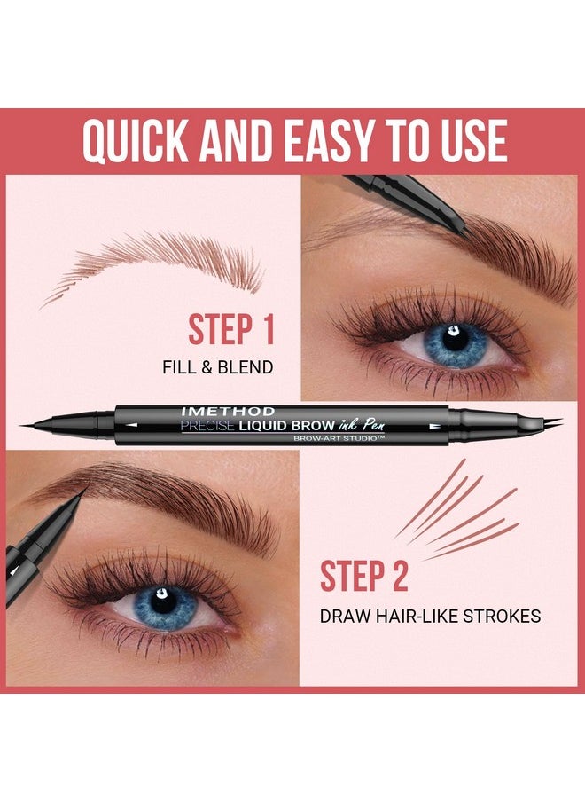 Curved Eyebrow Pen - Eyebrow Pencil, Brow Pencil 2-In-1 Dual-Ended Microblading Eyebrow Pen With Micro-Fork-Tip And Precise Brush-Tip Create Natural Hair-Like Brows, Last All-Day, Brown