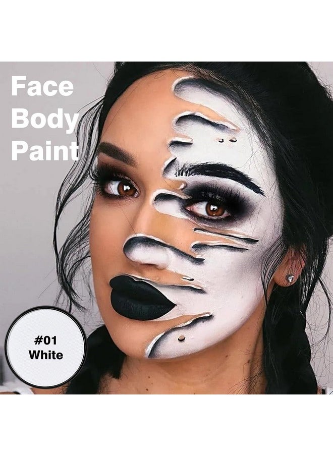 White Face Body Paint Makeup 30G,Professional Stage Screen Halloween,Non Toxic Face Body Paint Makeup For Halloween Costume Theater Dress-Up Zombie Vampire Skeleton Clown Makeup-01