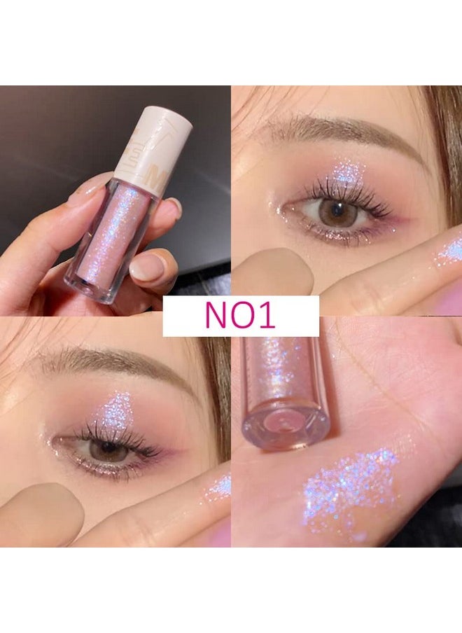 5Pcs Liquid Glitter Eyeshadow Set- Sparkling Metallic High Pigmented Glitter Eye Shadow Korean Crystals Makeup, Quick Drying Long Lasting Creates High-Impact Multi Dimensional Eye Looks