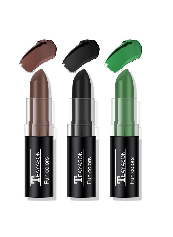 3 Colors Black Brown Green Face Body Paint Stick, Eye Black Baseball Sticks Camo Face Paint For Baseball/Football/Halloween/Cs/Hunting/Sfx Makeup Cream Face& Body Paint Easy To Blend-